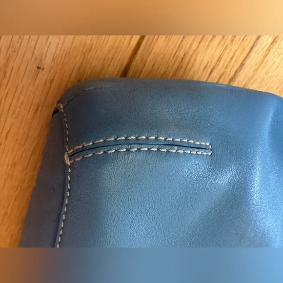 CoachLegacy light blue leather Shoulder Crossbody slim duffle Hobo bag
